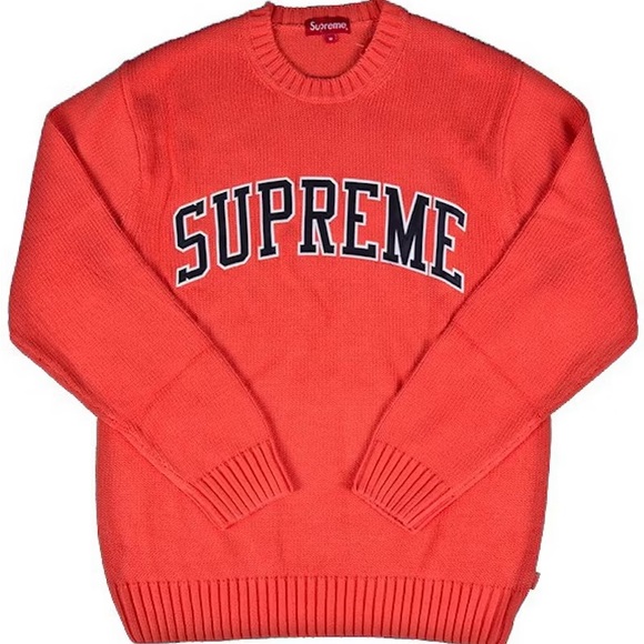 Supreme Men's Vibrant Orange Crewneck Sweater Sz Large - Picture 8 of 8